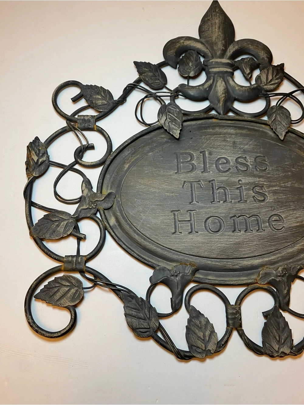 Bless This Home Wall Plaque - Black, gray and brown tent. 14.5x14.5
